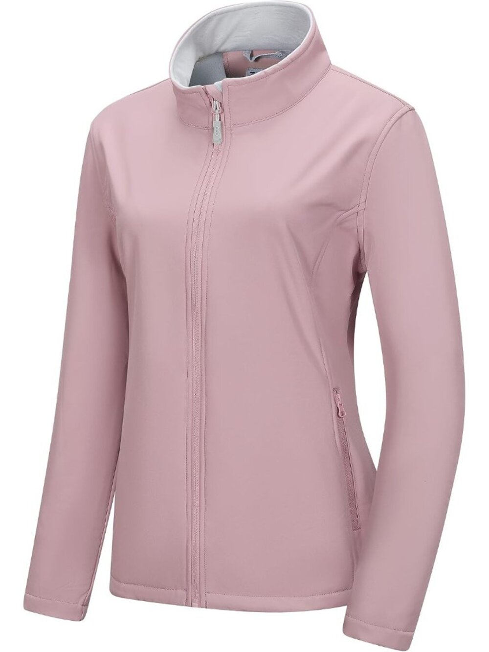 Women's Light Pink Softshell Fleece Lined Anorak Zip-Up Windbreaker Scrub Jacket